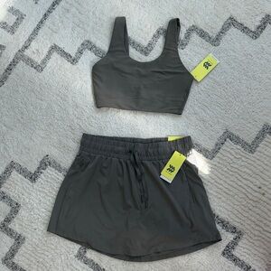 Taupe All in Motion Sports Bra and Skort Set NWT